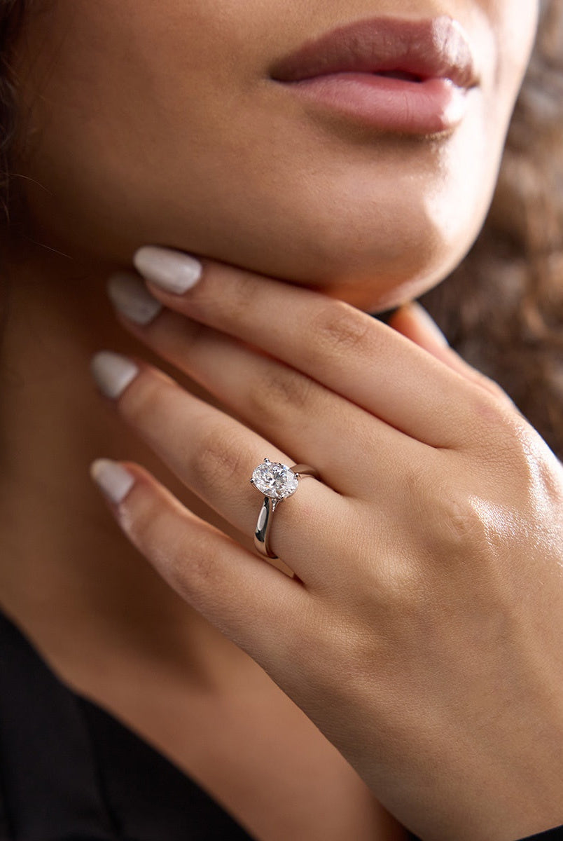 Oval Cut Diamond Solitaire Moissanite Engagement Ring For Her