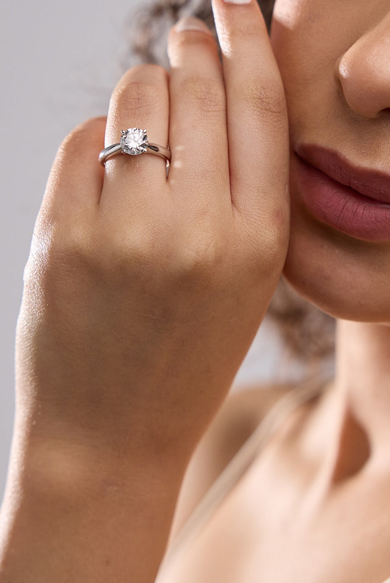 Round Cut Diamond Solitaire Moissanite Engagement Ring For Her