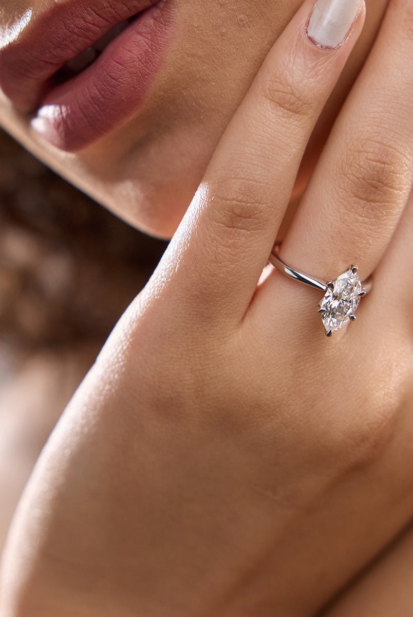 Marquise Cut Moissanite Classic Solitaire Diamond Engagement Ring