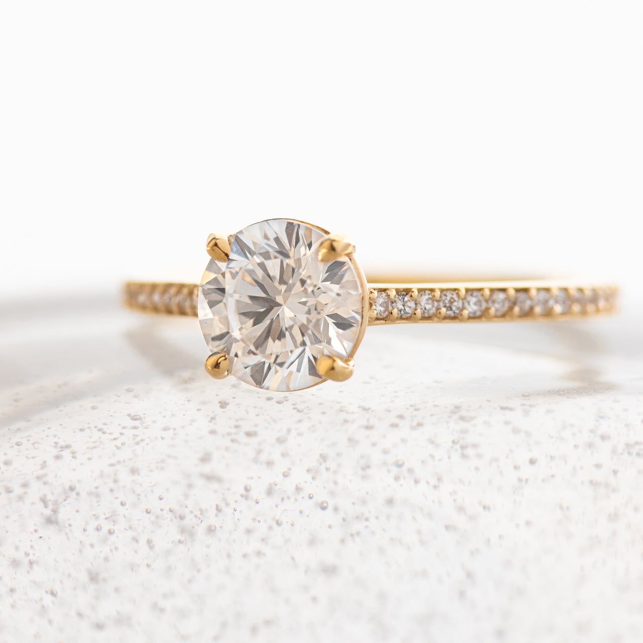 1.0CT Round Channel Set Pave Moissanite Diamond Engagement Ring For Women