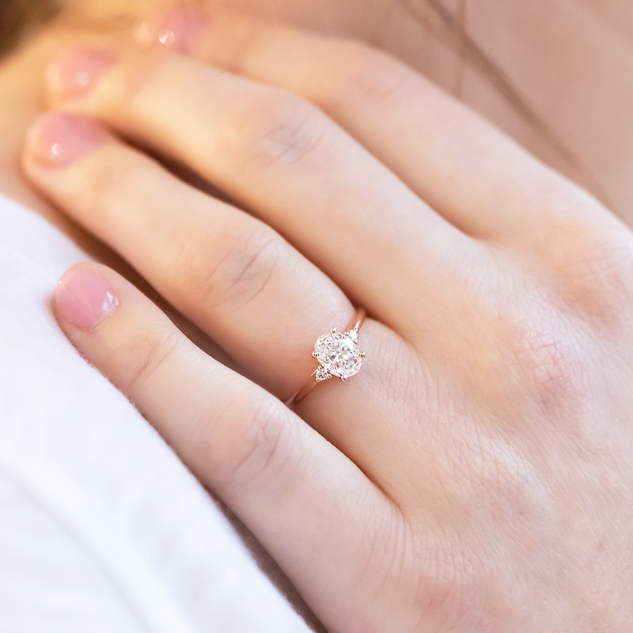 1.33CT Oval Three Stone Moissanite Diamond Solitaire Engagement Ring In 18K Solid Gold