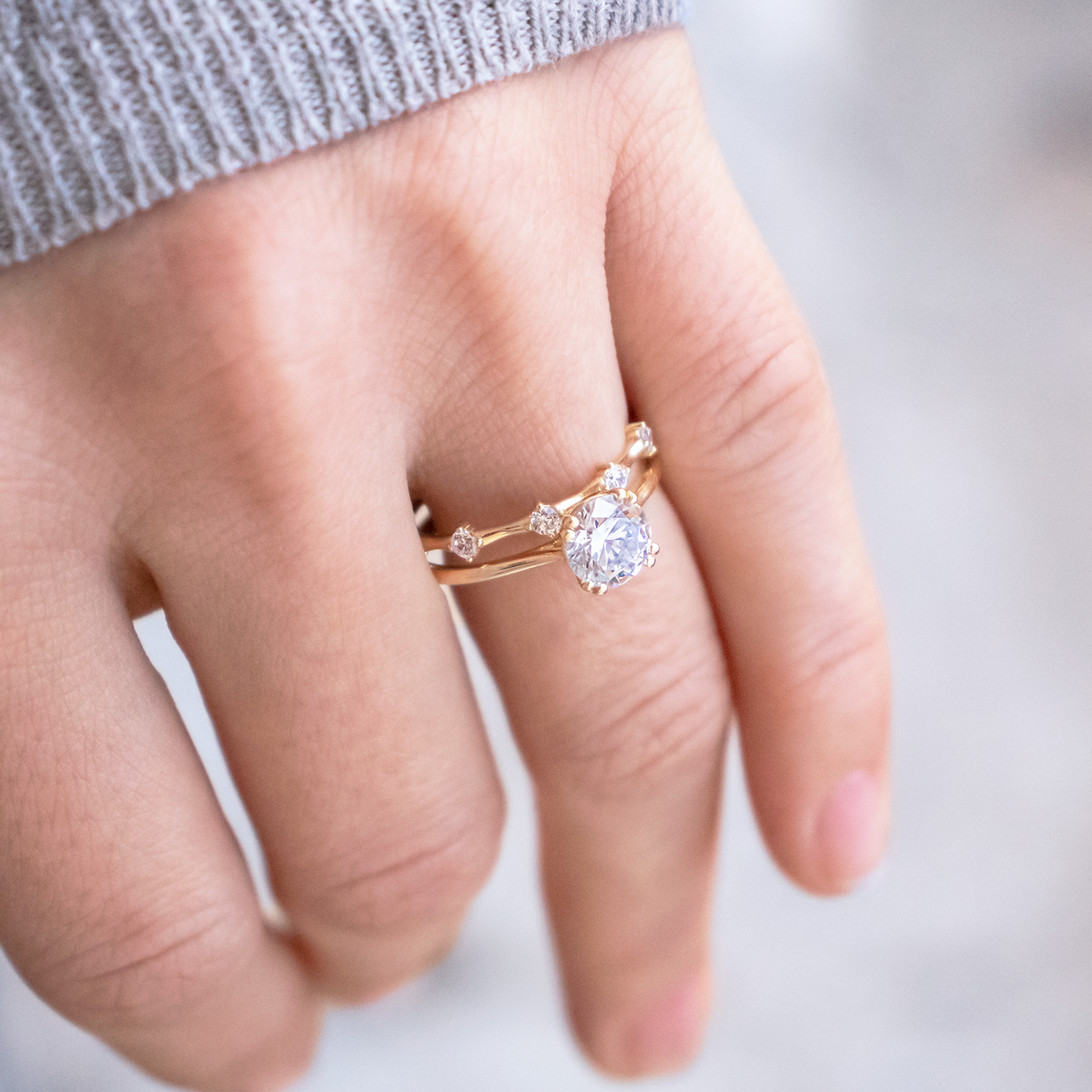 1.20CT Round Cut Double Claw Moissanite Engagement Ring