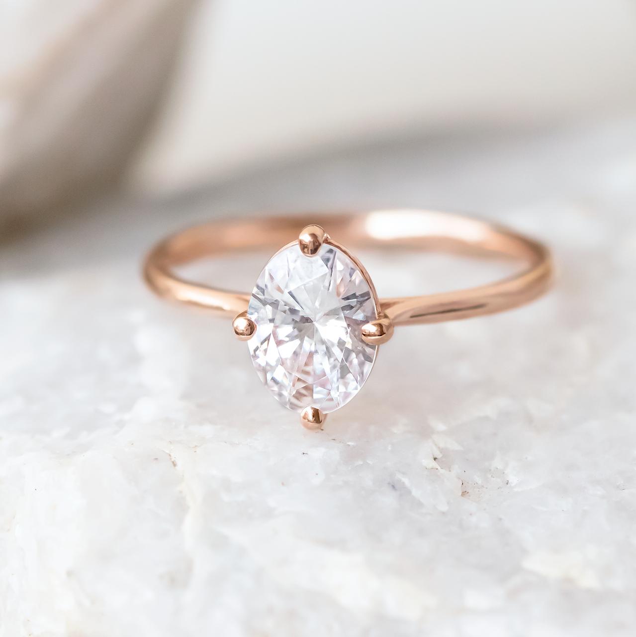 1.33CT Oval Cut Solitaire Moissanite Engagement Ring