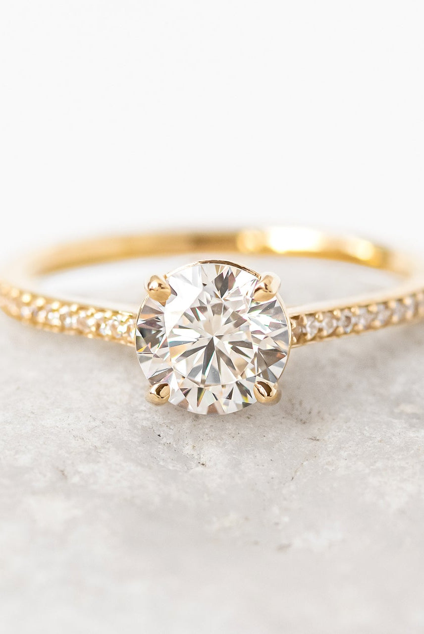 1.0CT Round Channel Set Pave Moissanite Diamond Engagement Ring For Women