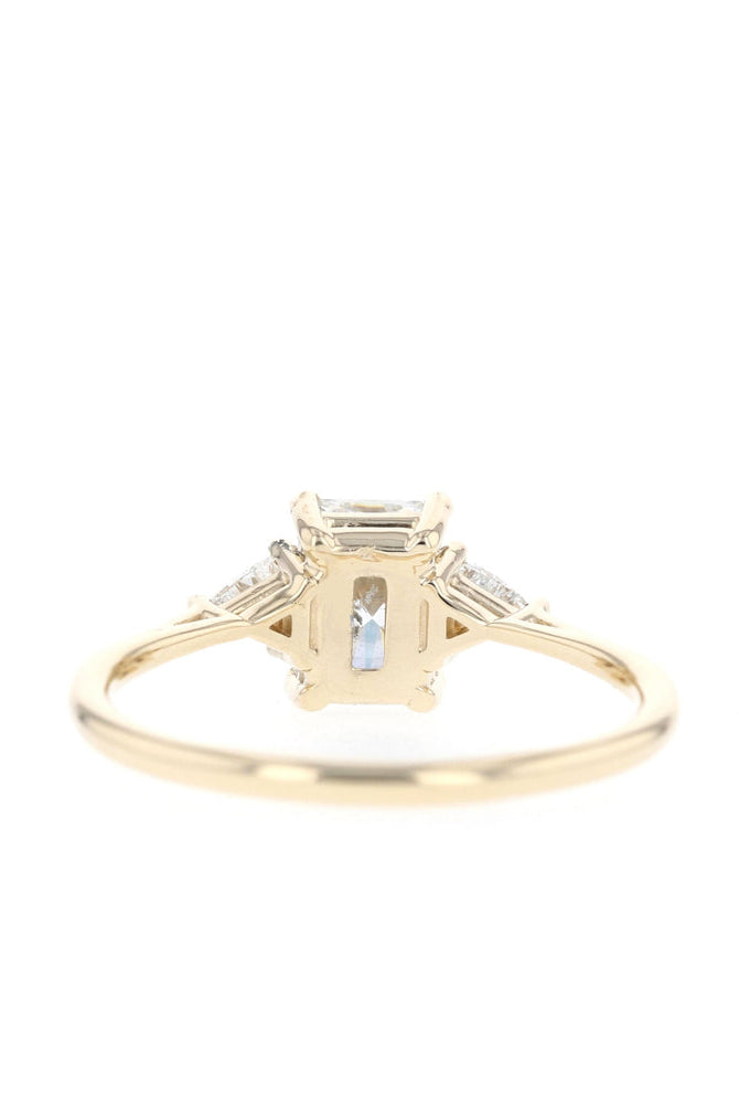 1.0CT Emerald Cut Solitaire Three Stone Moissanite Diamond Engagement Ring