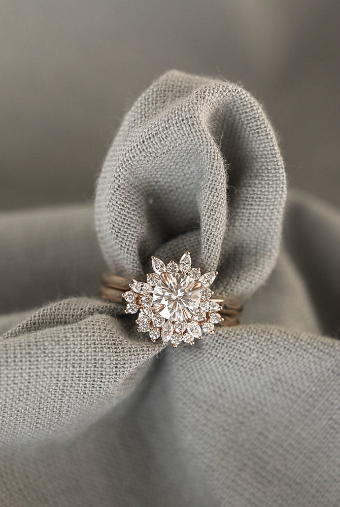 Moissanite tension-set anniversary bands