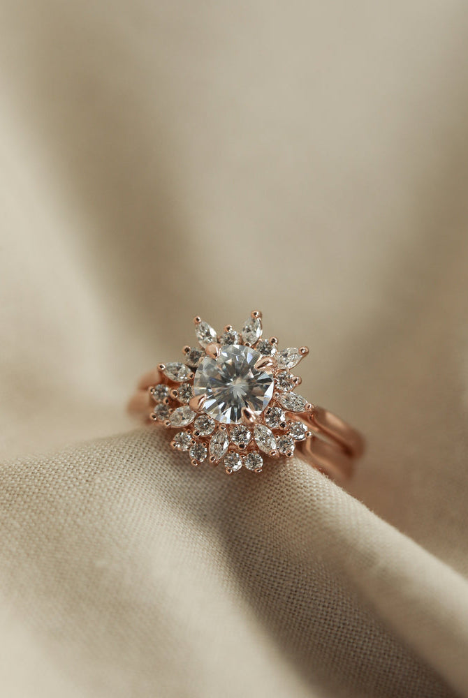 Moissanite milgrain anniversary bands