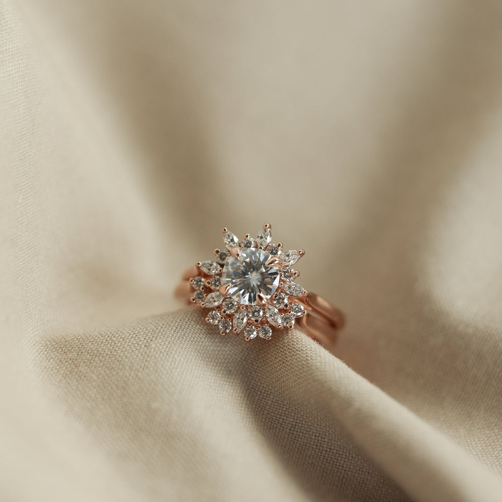 Moissanite milgrain anniversary bands