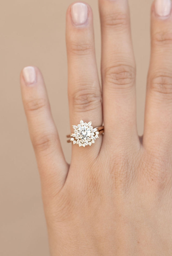 Moissanite marquise cut promise bands