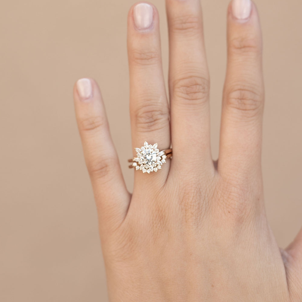 Moissanite marquise cut promise bands