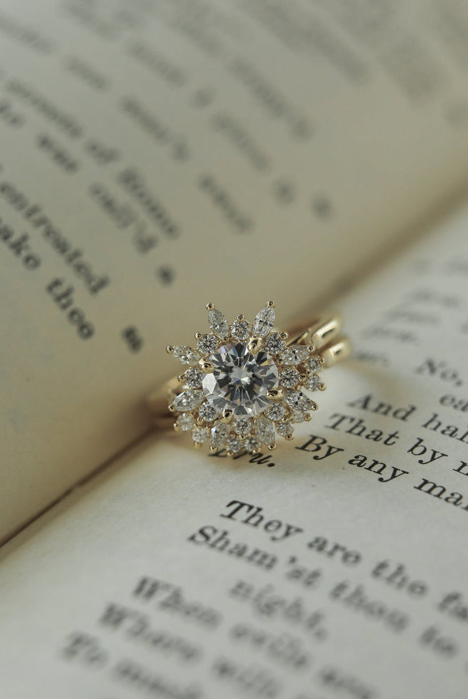 Moissanite vintage-inspired promise bands
