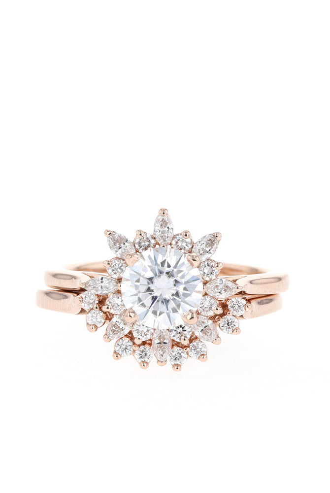 Moissanite openwork wedding bands