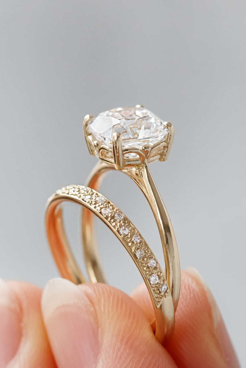 1.80CT Cathedral Set Cushion Moissanite Diamond Solitaire Engagement Ring