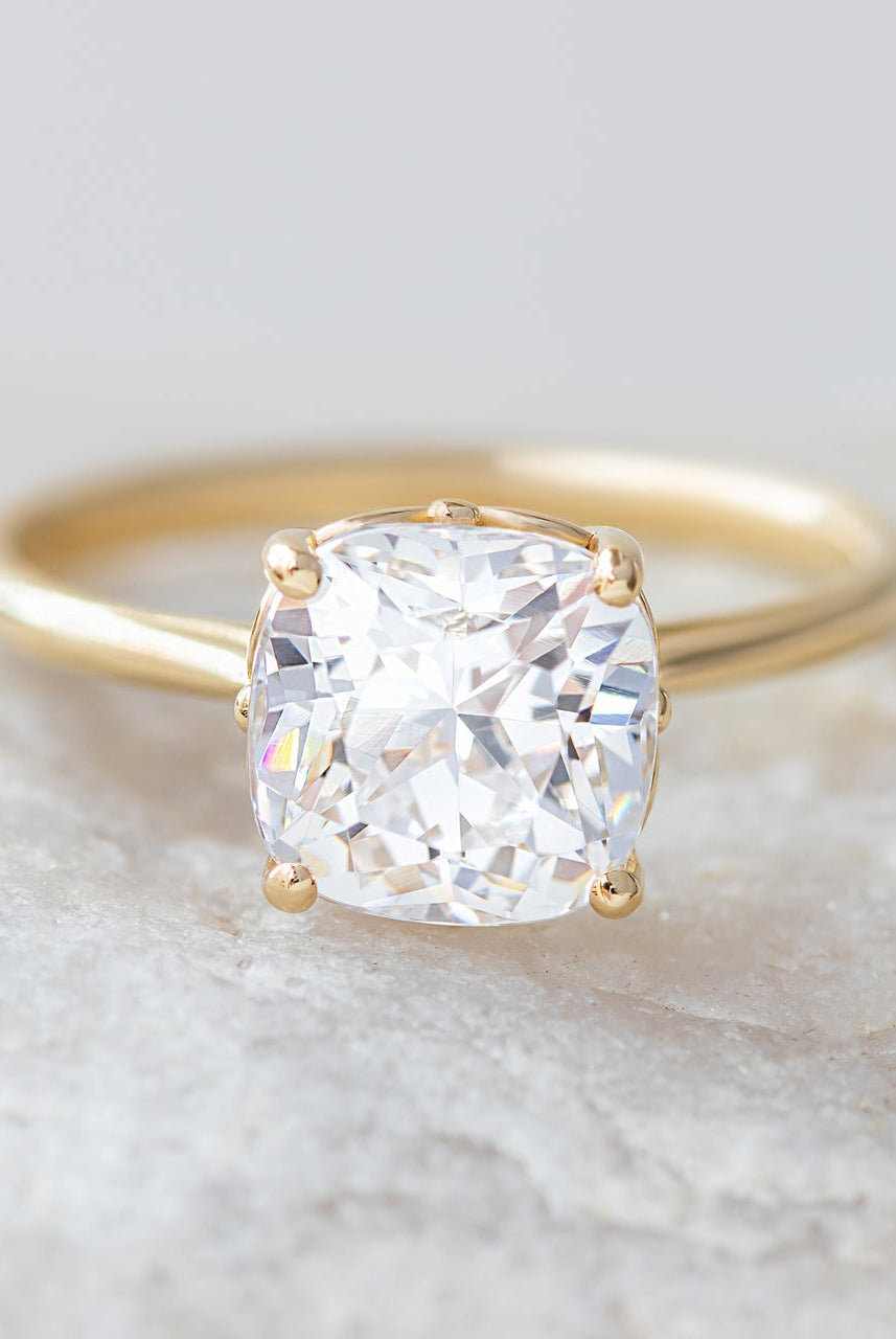 1.80CT Cathedral Set Cushion Moissanite Diamond Solitaire Engagement Ring