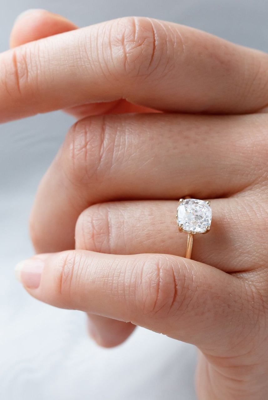 1.80CT Cathedral Set Cushion Moissanite Diamond Solitaire Engagement Ring
