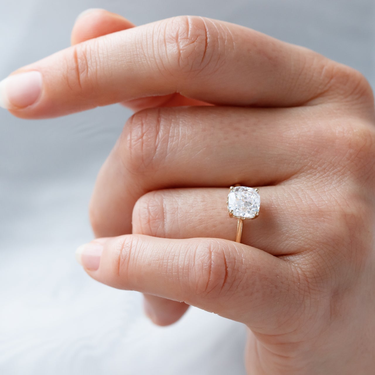 1.80CT Cathedral Set Cushion Moissanite Diamond Solitaire Engagement Ring