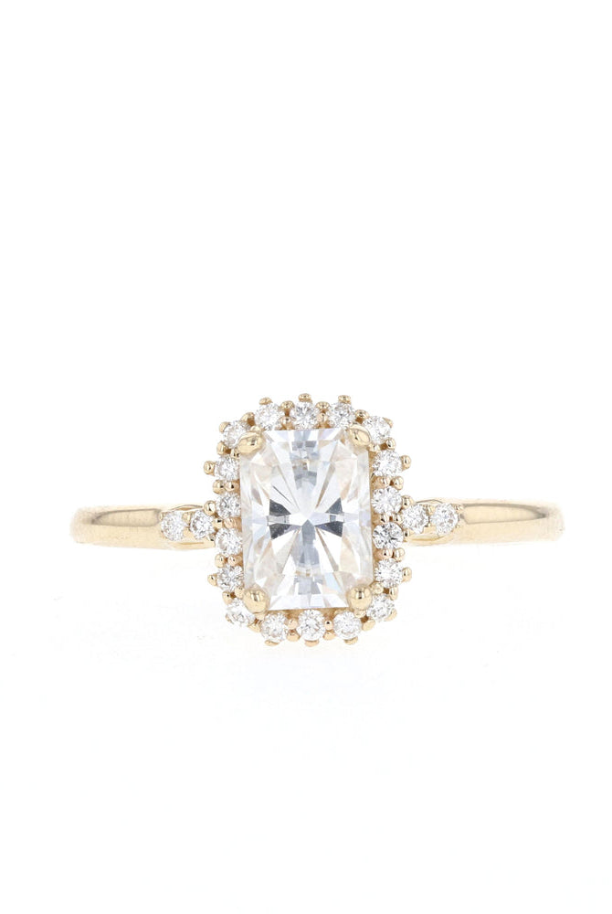 1.10CT Radiant Halo Moissanite Diamond Solitaire Engagement Ring For Women