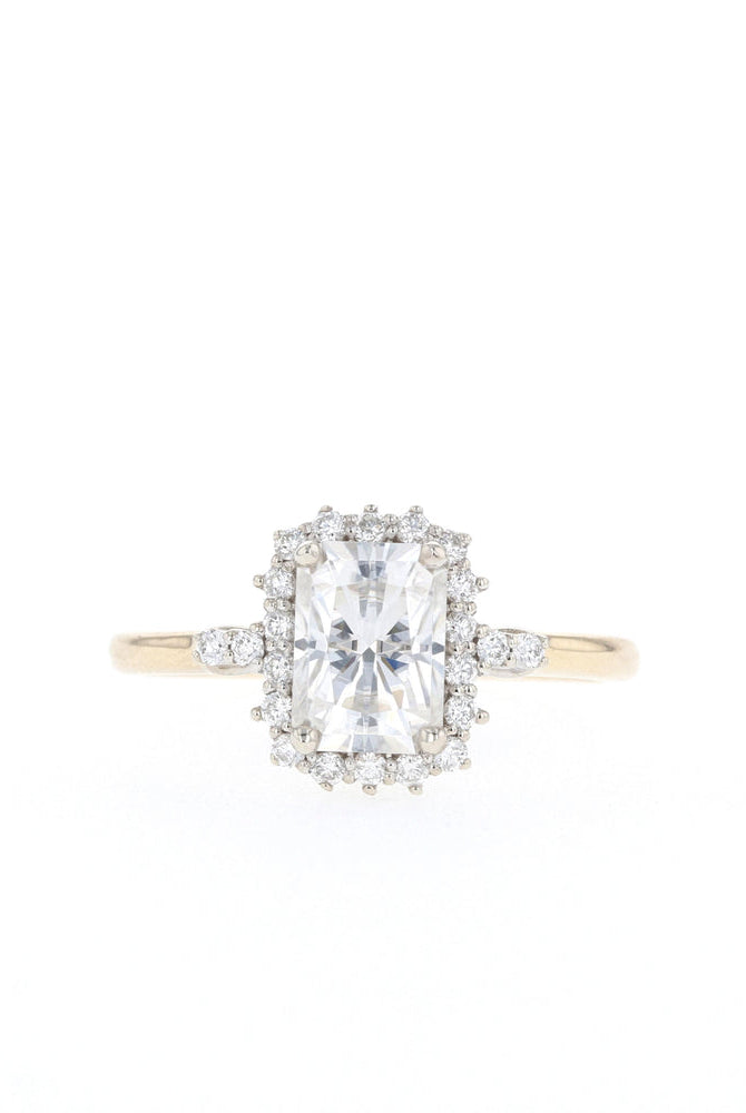1.10CT Radiant Halo Moissanite Diamond Solitaire Engagement Ring For Women