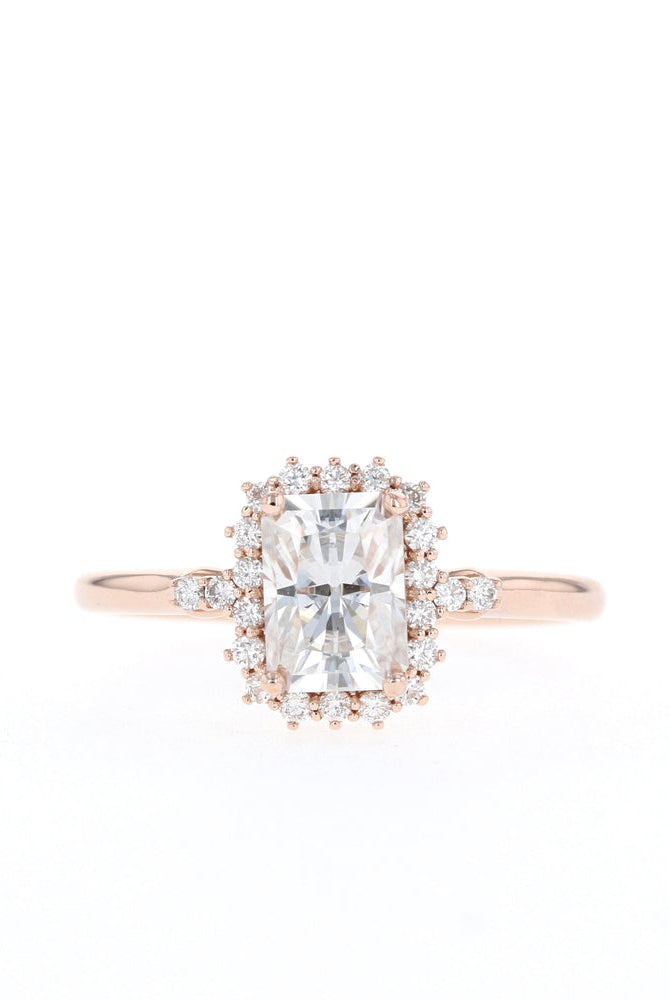 1.10CT Radiant Halo Moissanite Diamond Solitaire Engagement Ring For Women