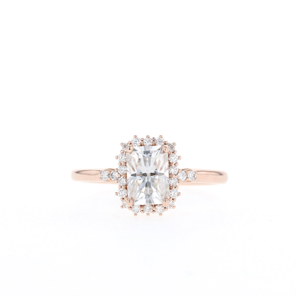 1.10CT Radiant Halo Moissanite Diamond Solitaire Engagement Ring For Women