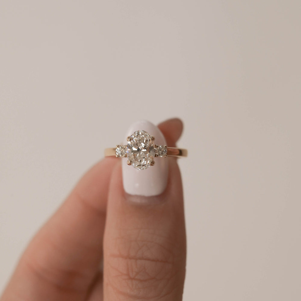 1.20CT Oval Three Stone Moissanite Diamond Engagement Ring