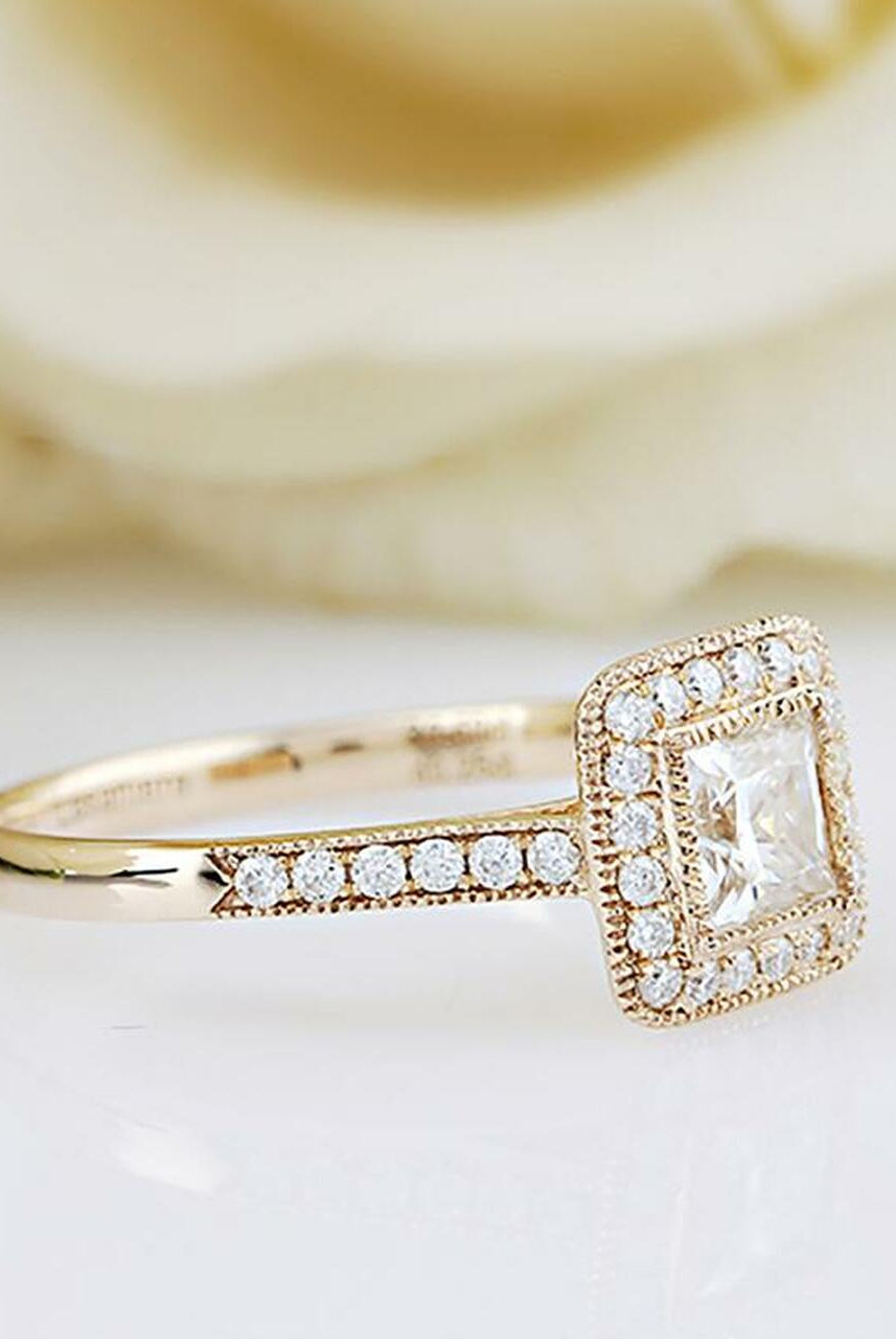 Moissanite Halo Engagement Ring