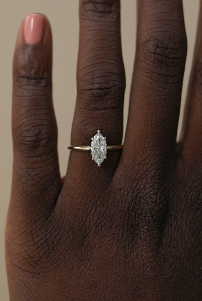 Marquise Cut Moissanite Engagement Ring