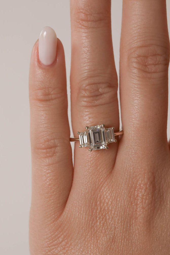Three Stone Moissanite Engagement Ring