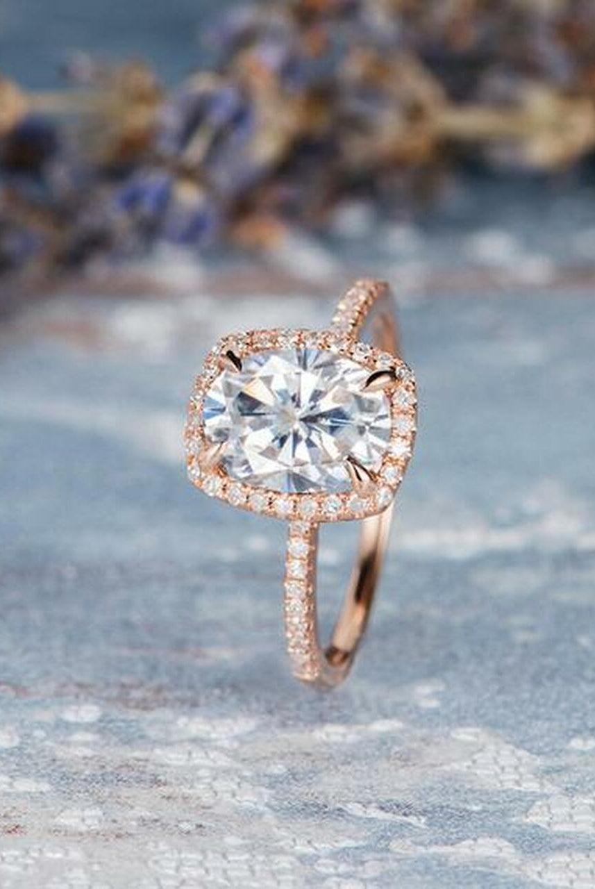 Halo Moissanite Engagement Ring