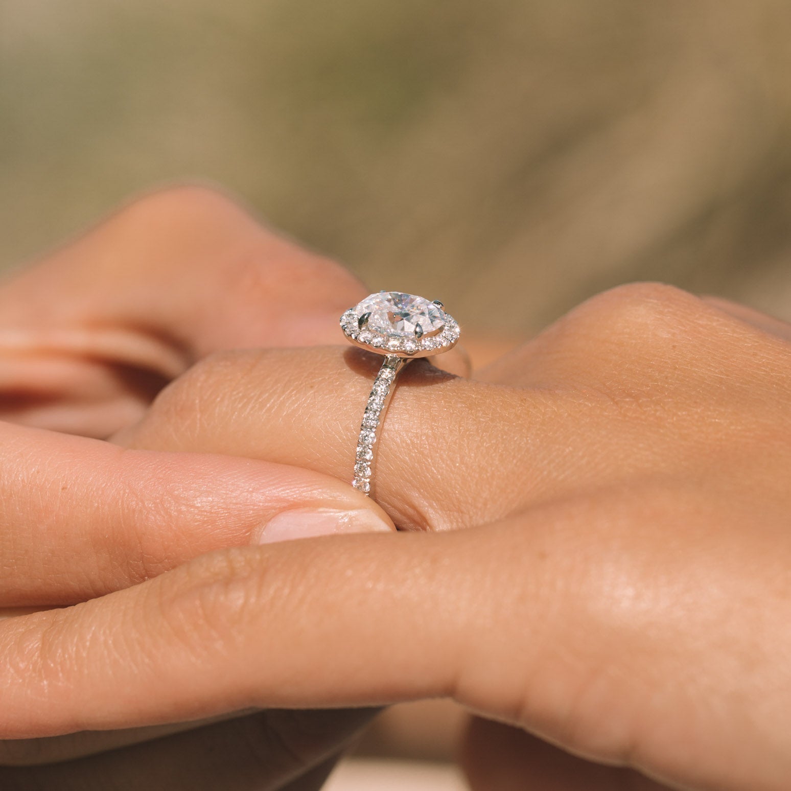 Halo Moissanite Engagement Ring