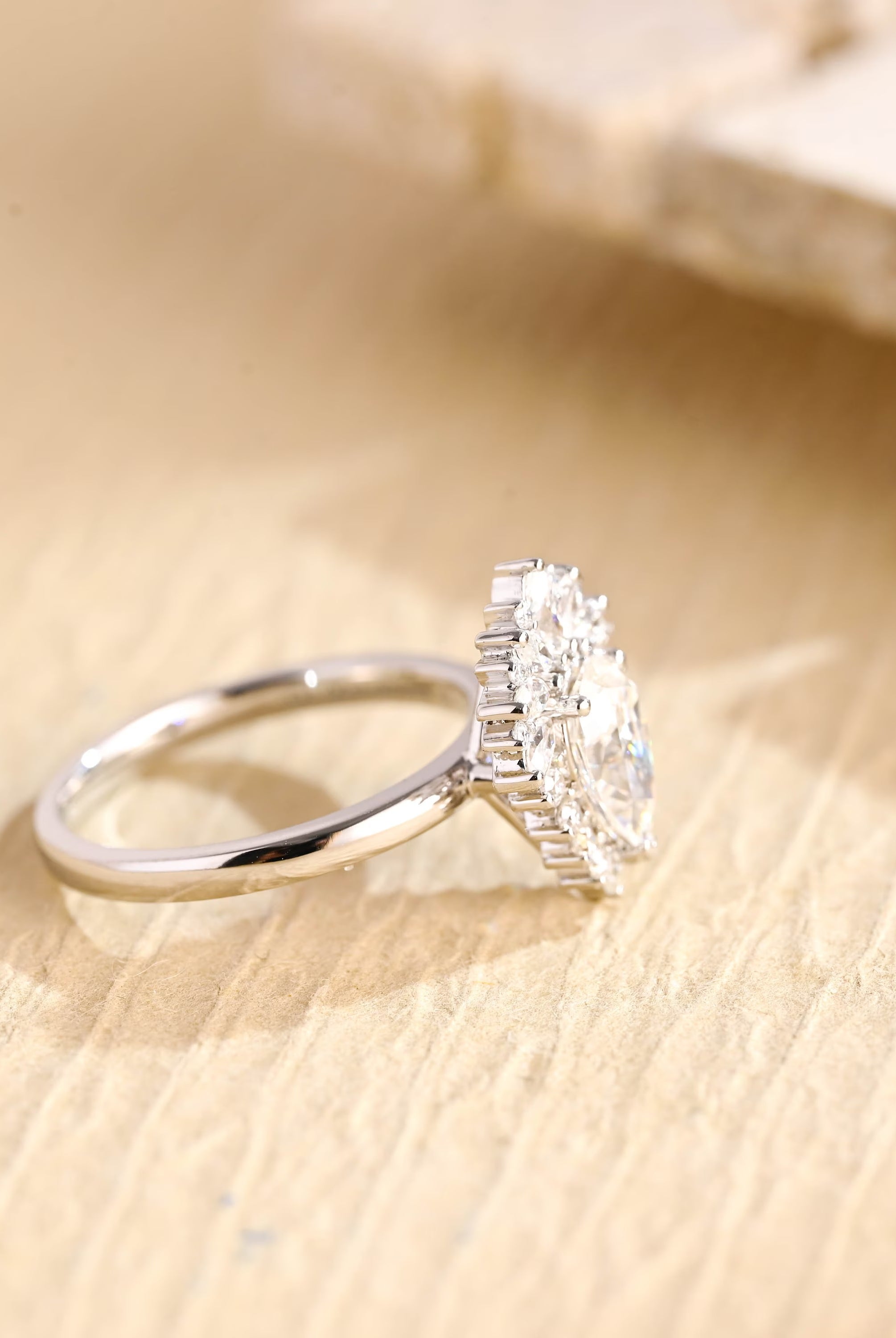 modern pear cluster engagement ring moissanite