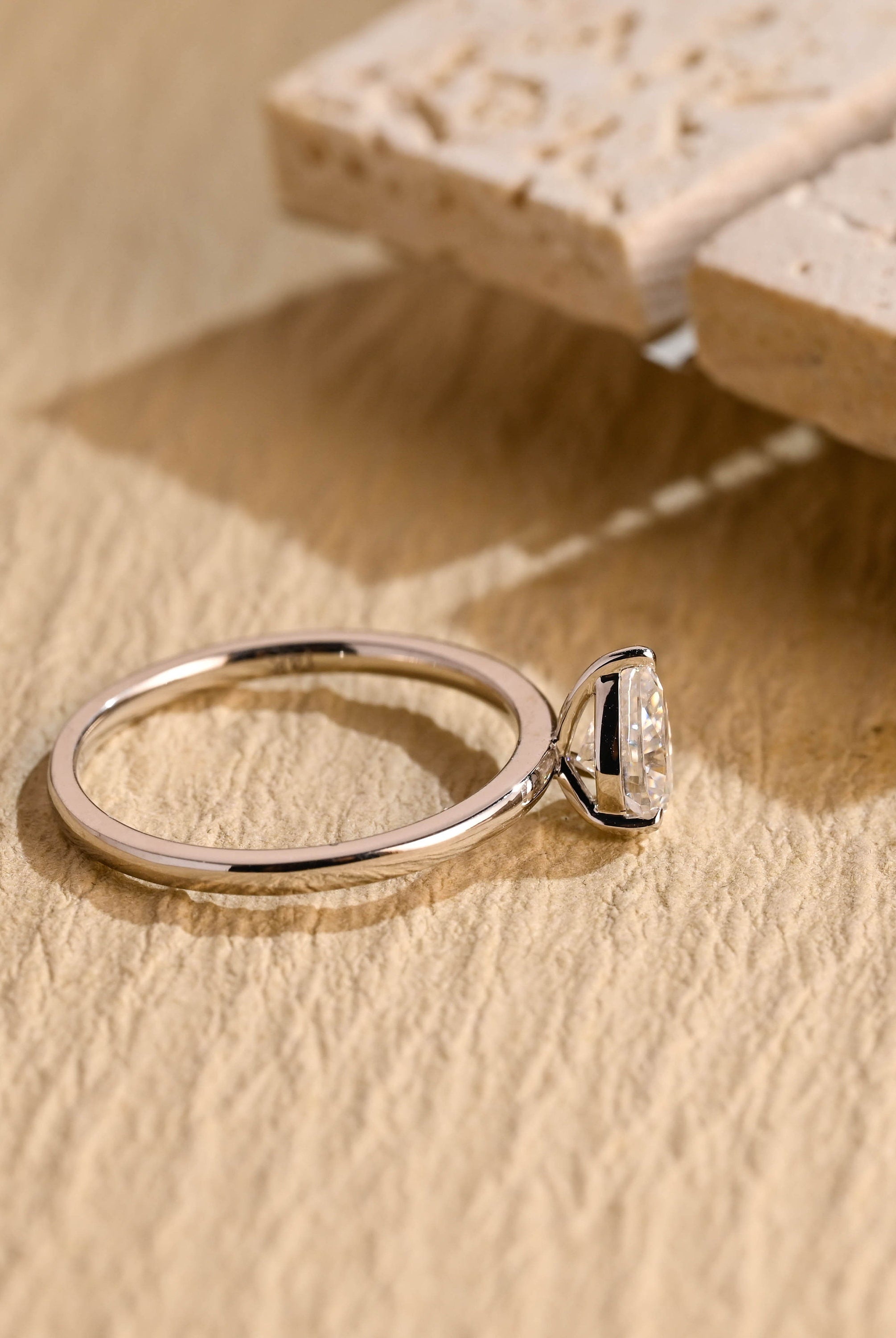 luxury pear solitaire engagement ring moissanite