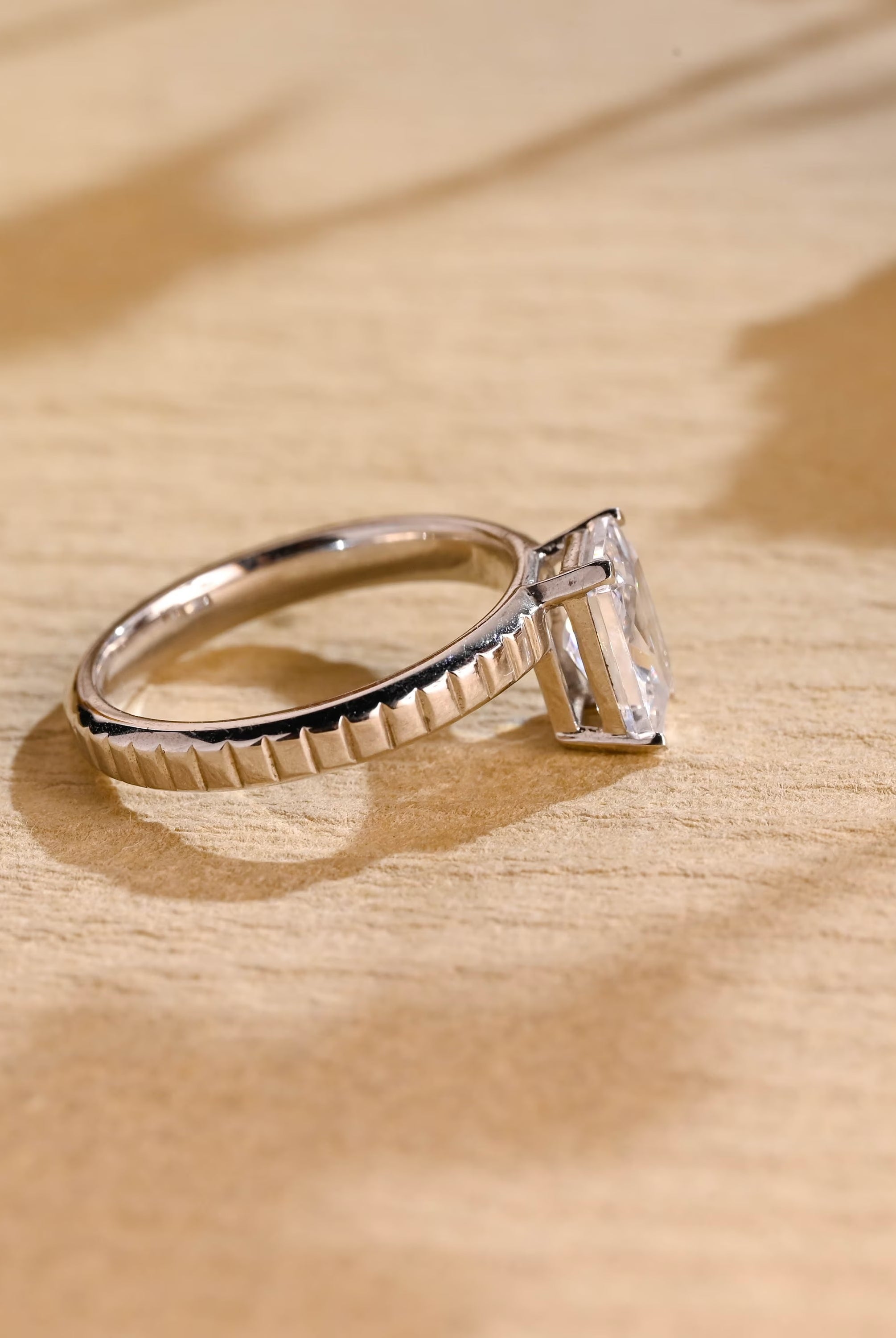 radiant cut moissanite ring 14k gold solitaire