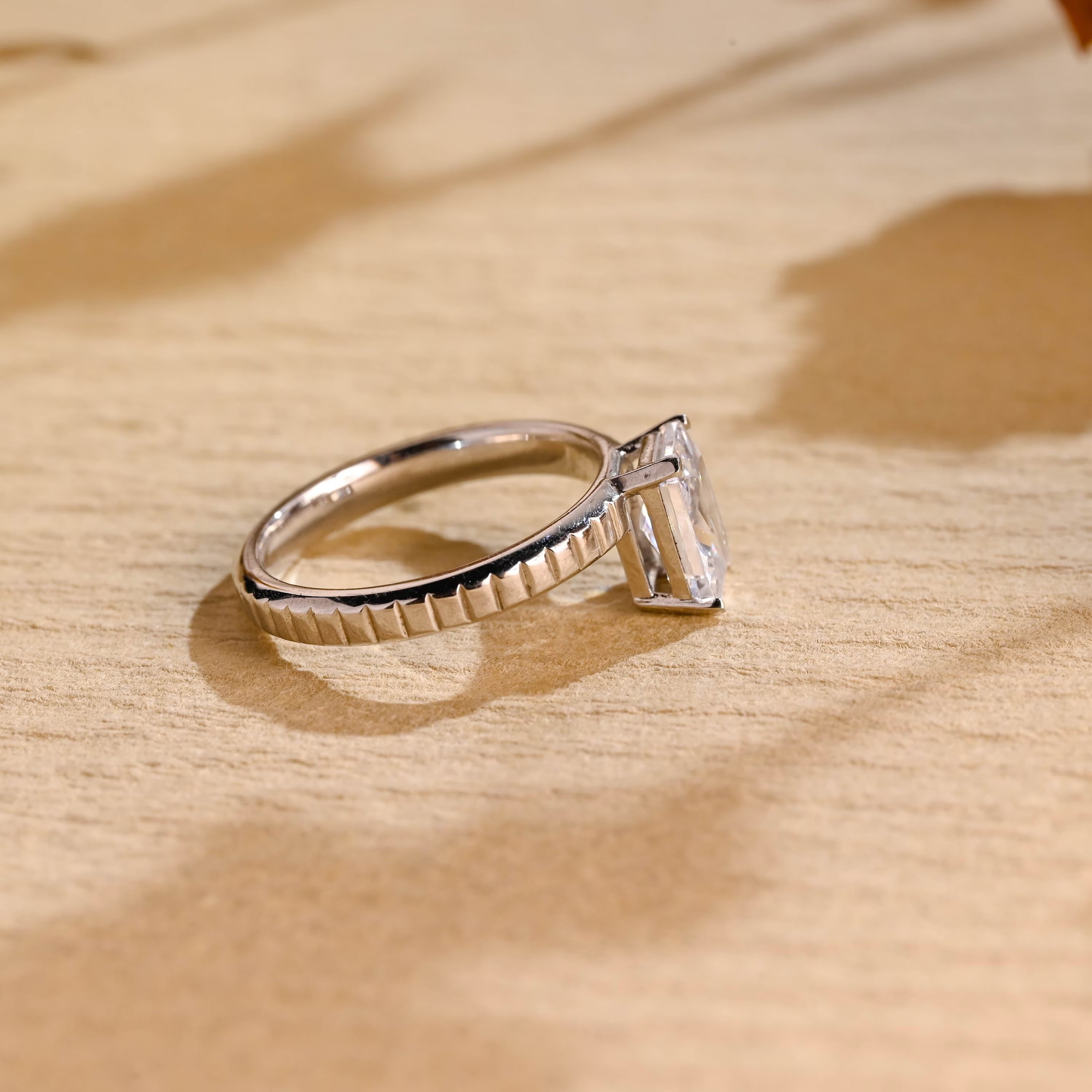 radiant cut moissanite ring 14k gold solitaire