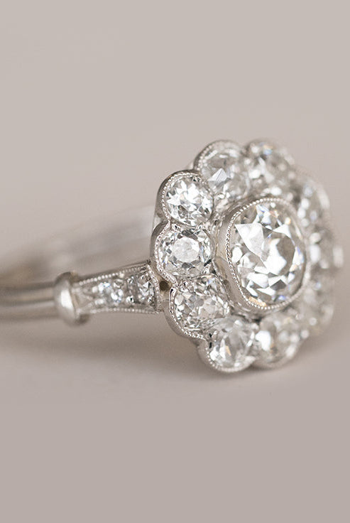 Old Mine Cut Moissanite Ring