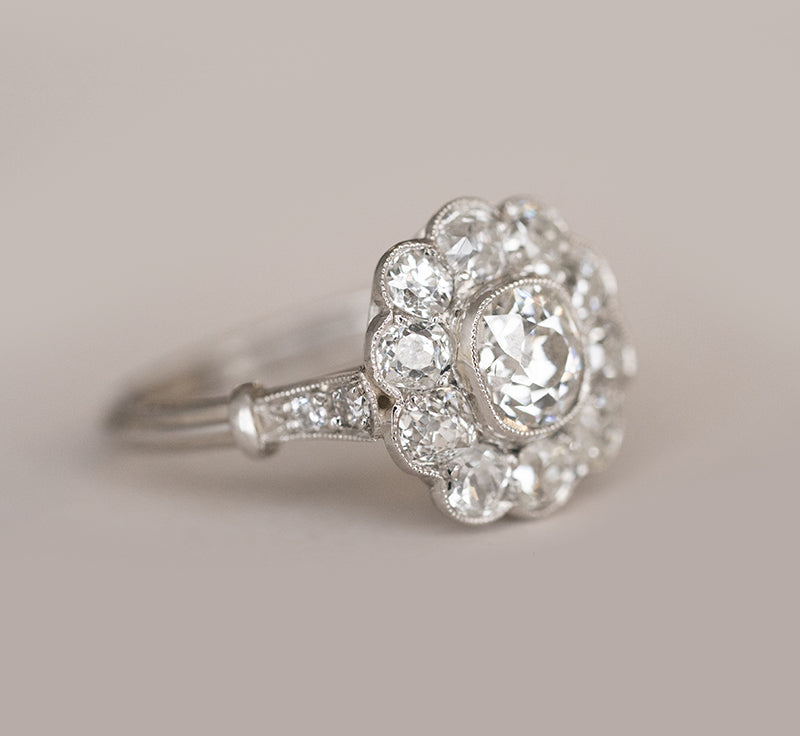 Old Mine Cut Moissanite Ring