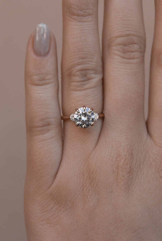 Three Stone Moissanite Engagement Ring