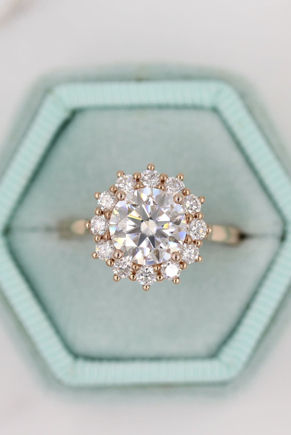 Moissanite Halo Engagement Ring