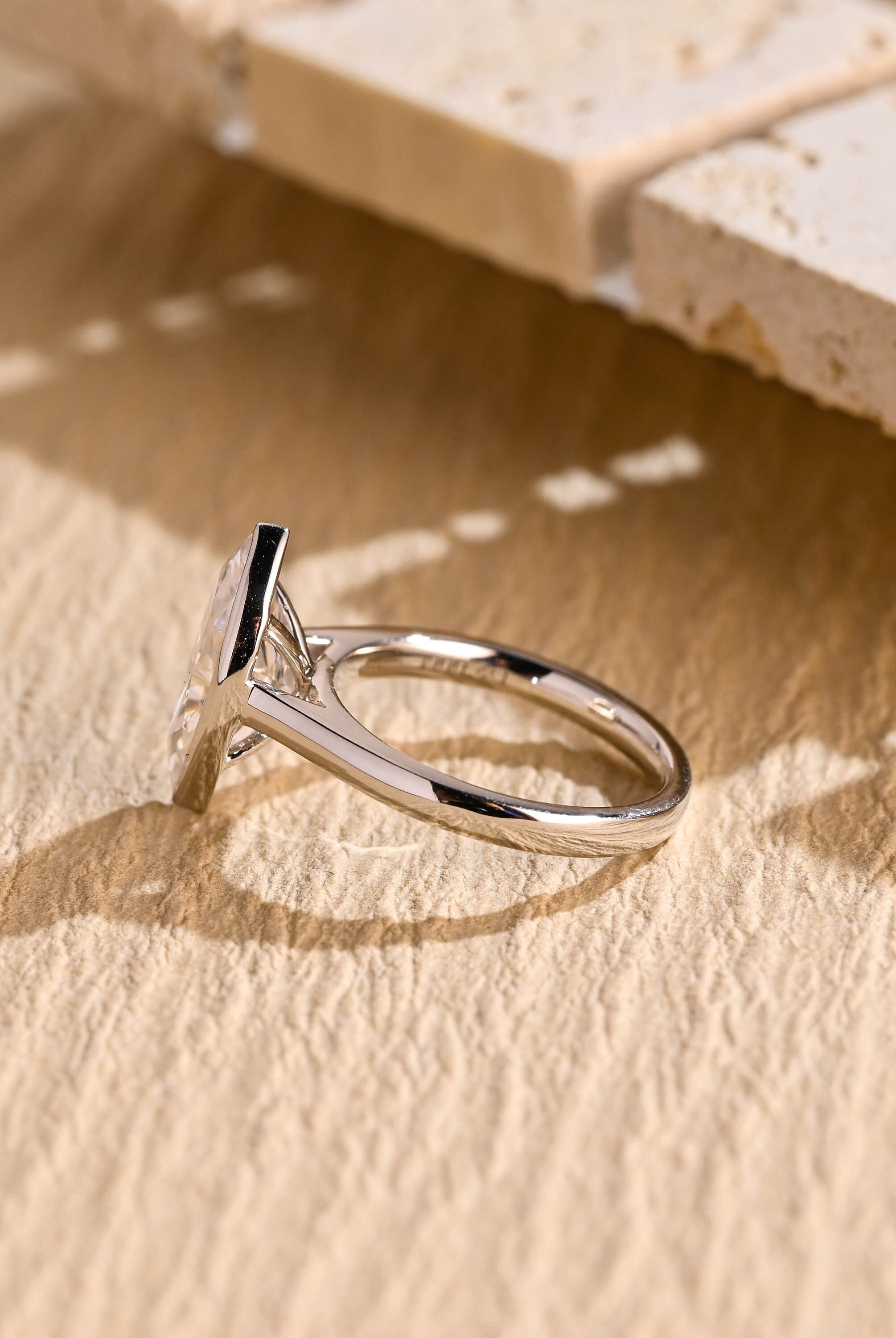 White Gold Marquise Moissanite Ring