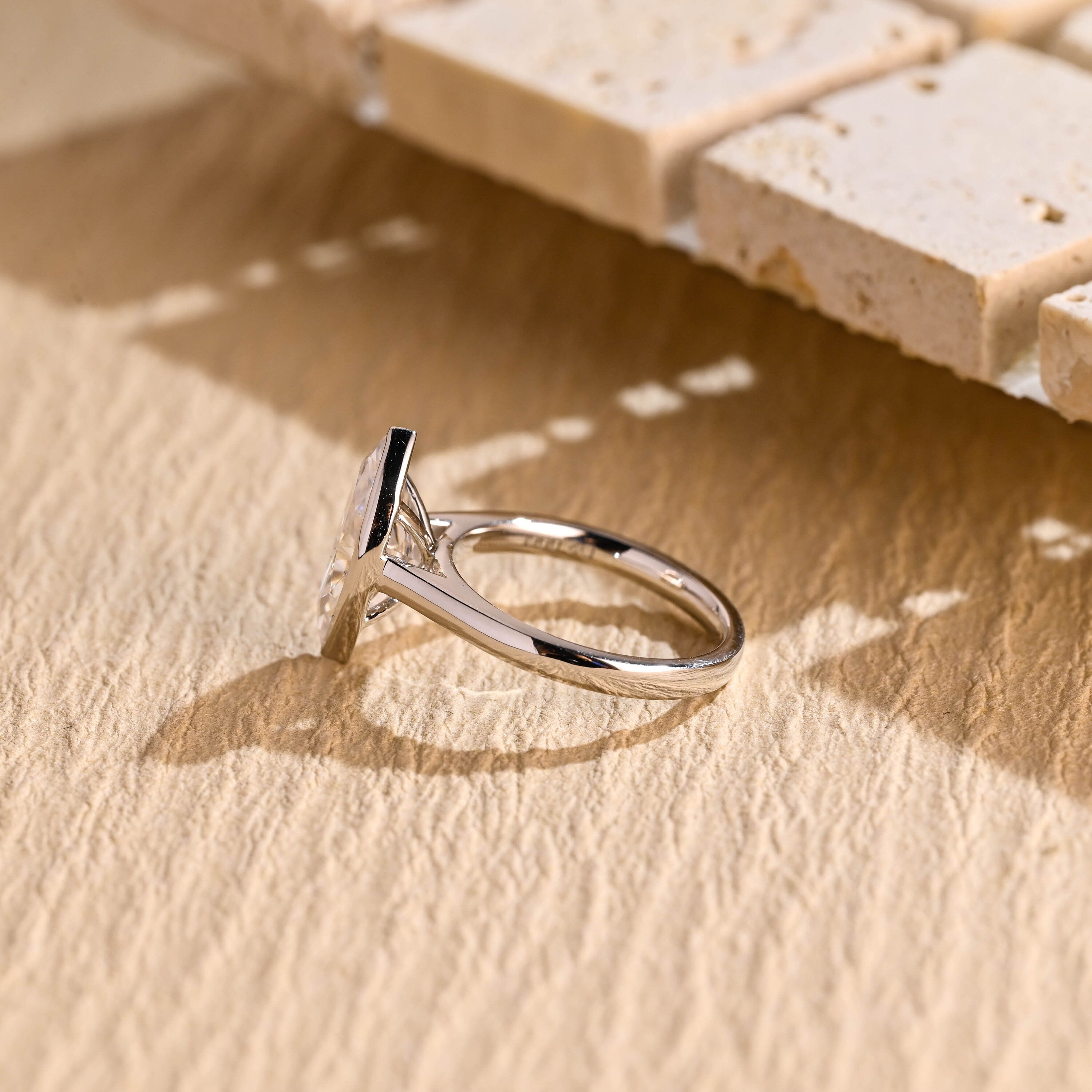 White Gold Marquise Moissanite Ring