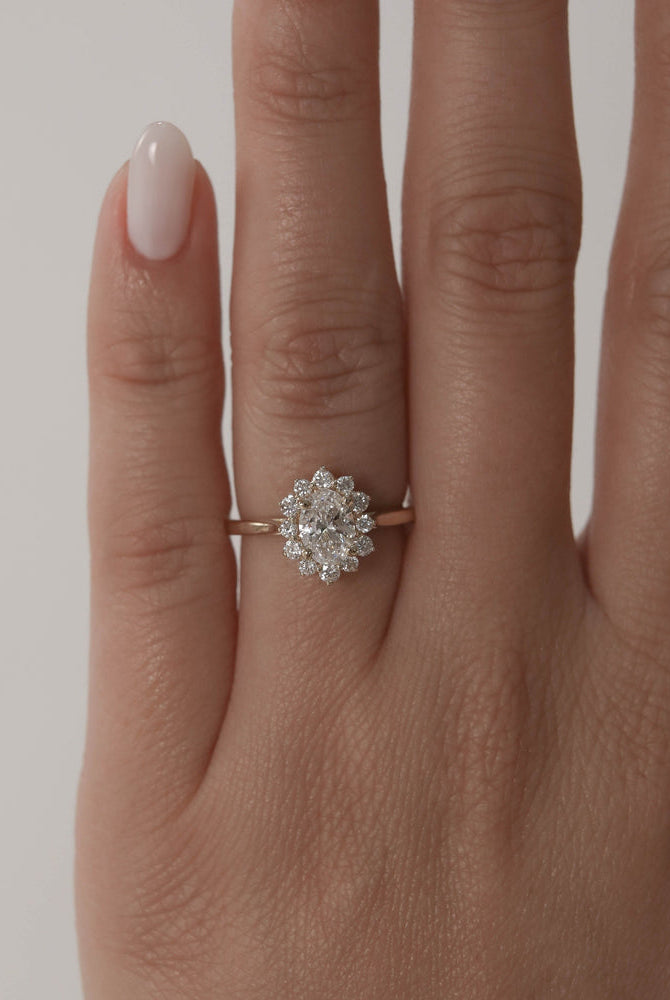 Oval Halo Cathedral Ring