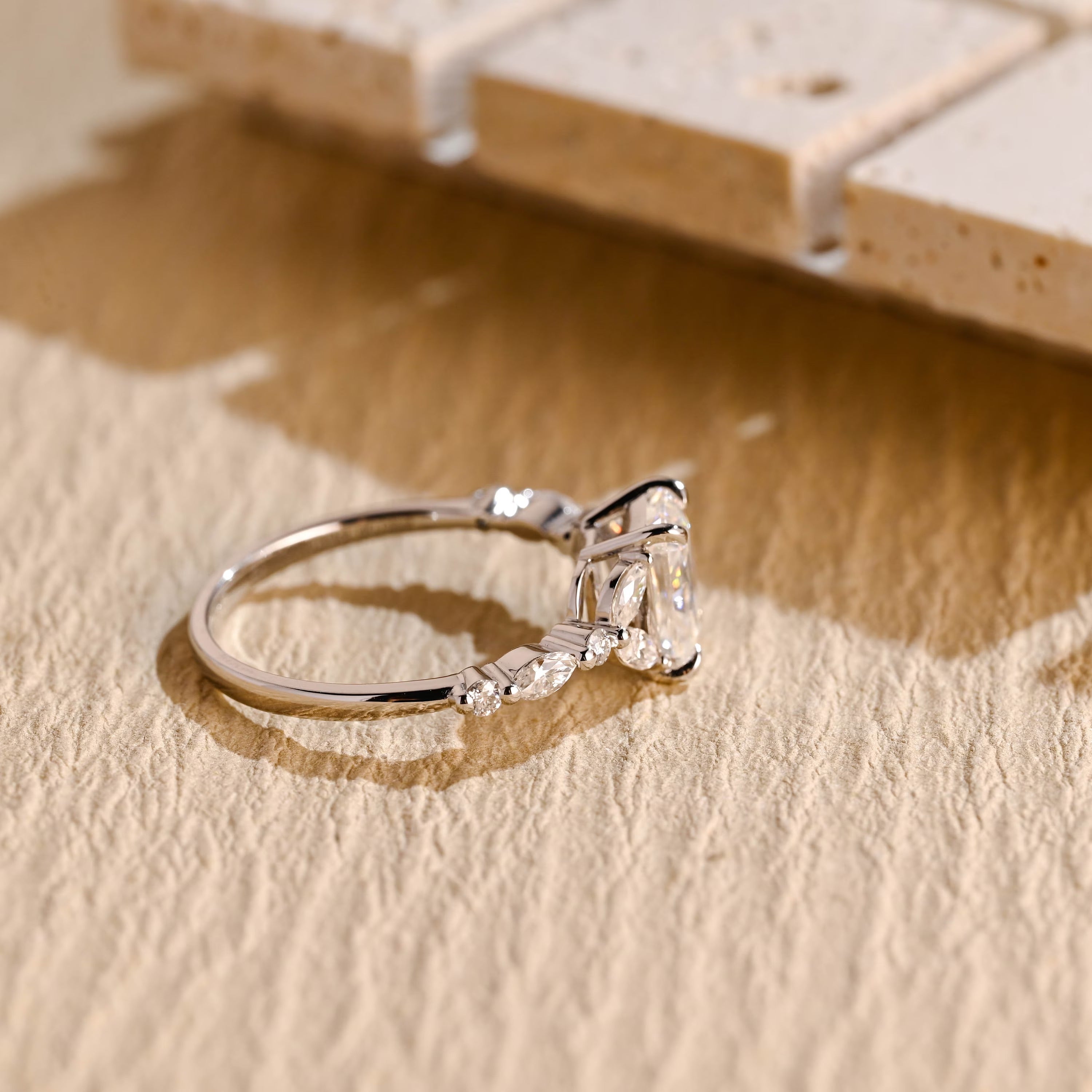 radiant cut moissanite cluster ring gold