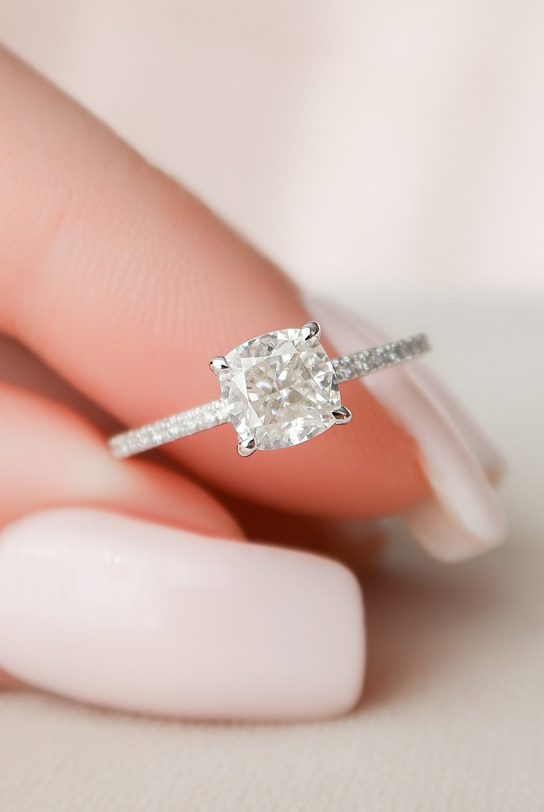 Cushion Pave Engagement Ring