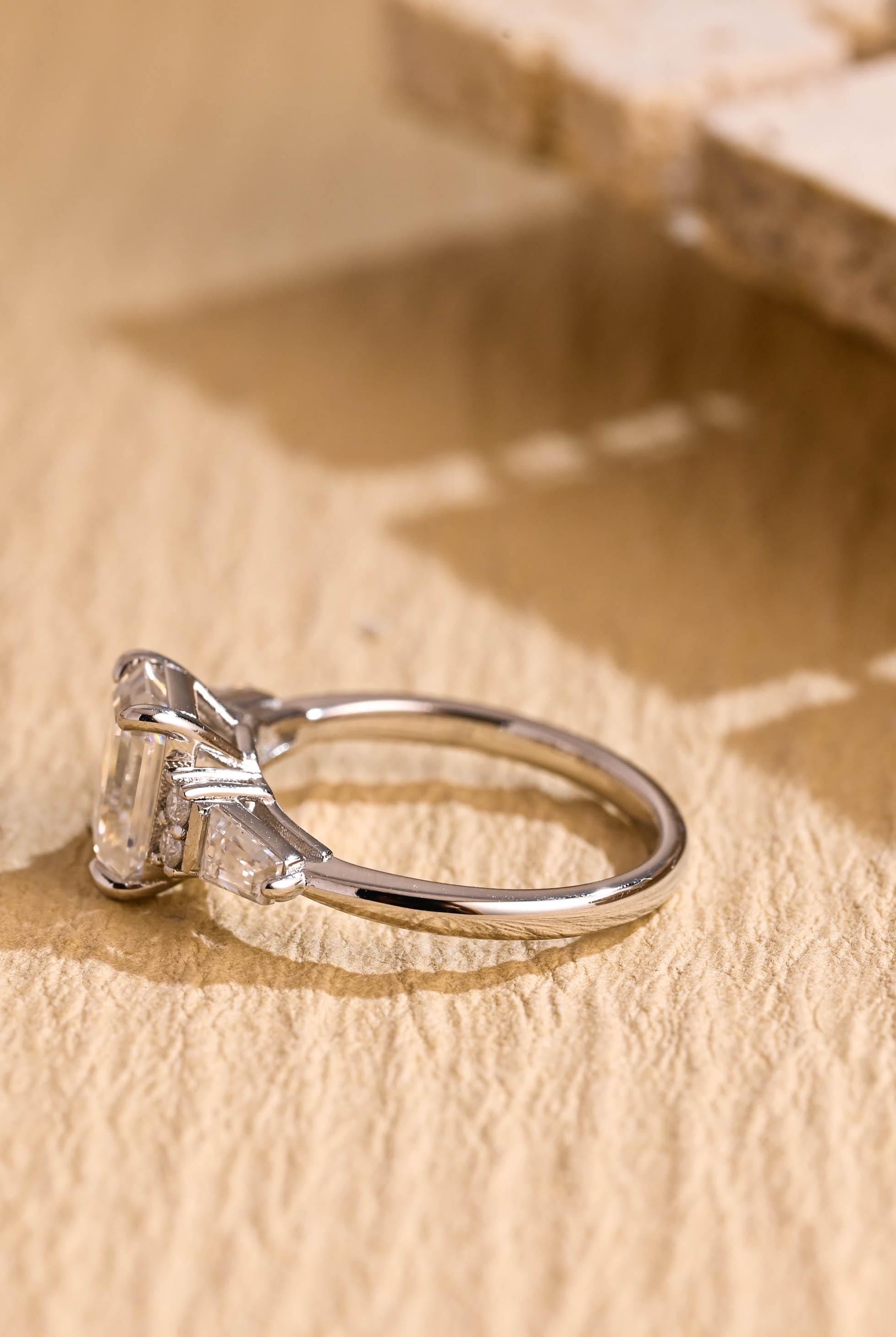 Emerald Cut Moissanite Ring