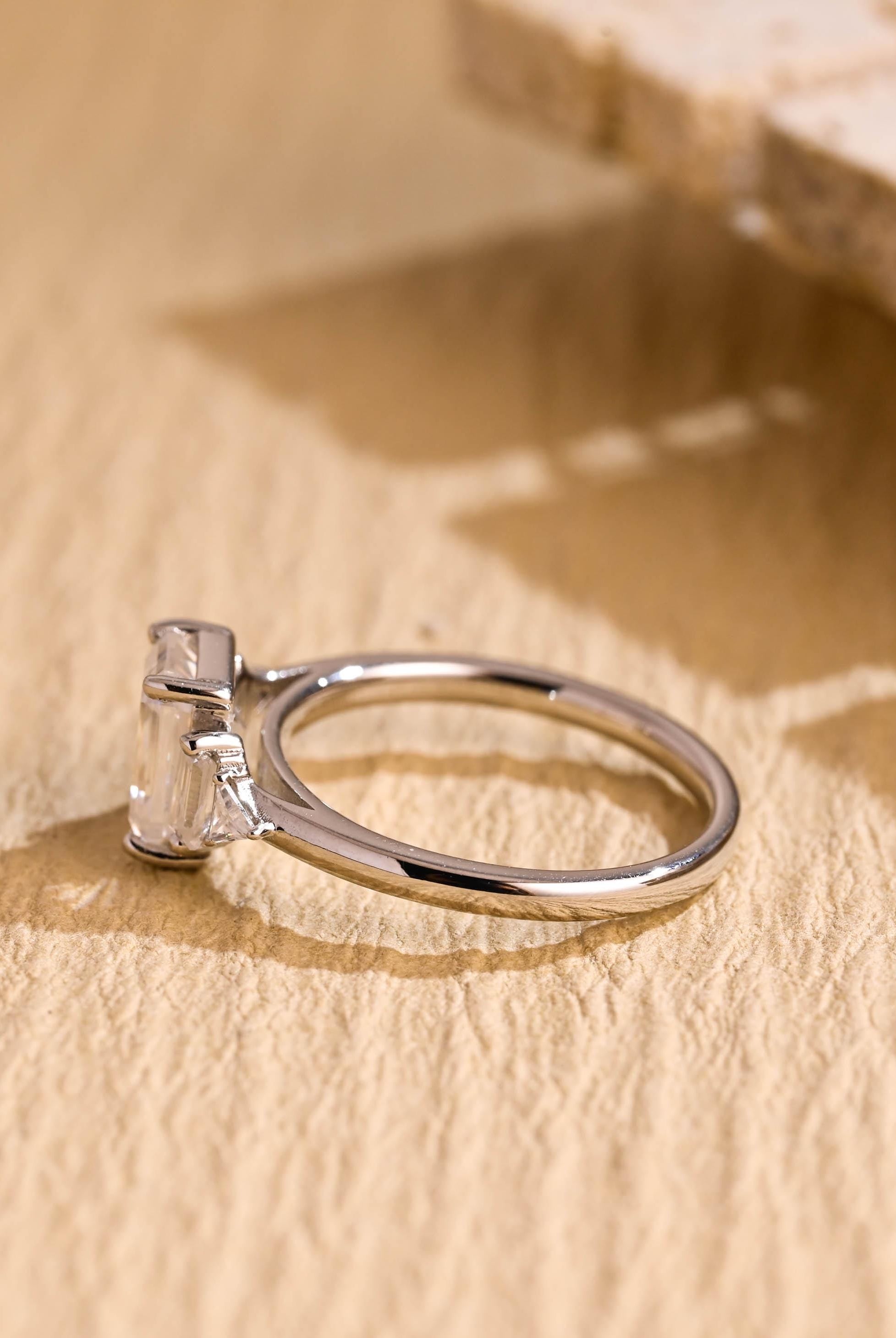 Emerald Cut Moissanite Ring