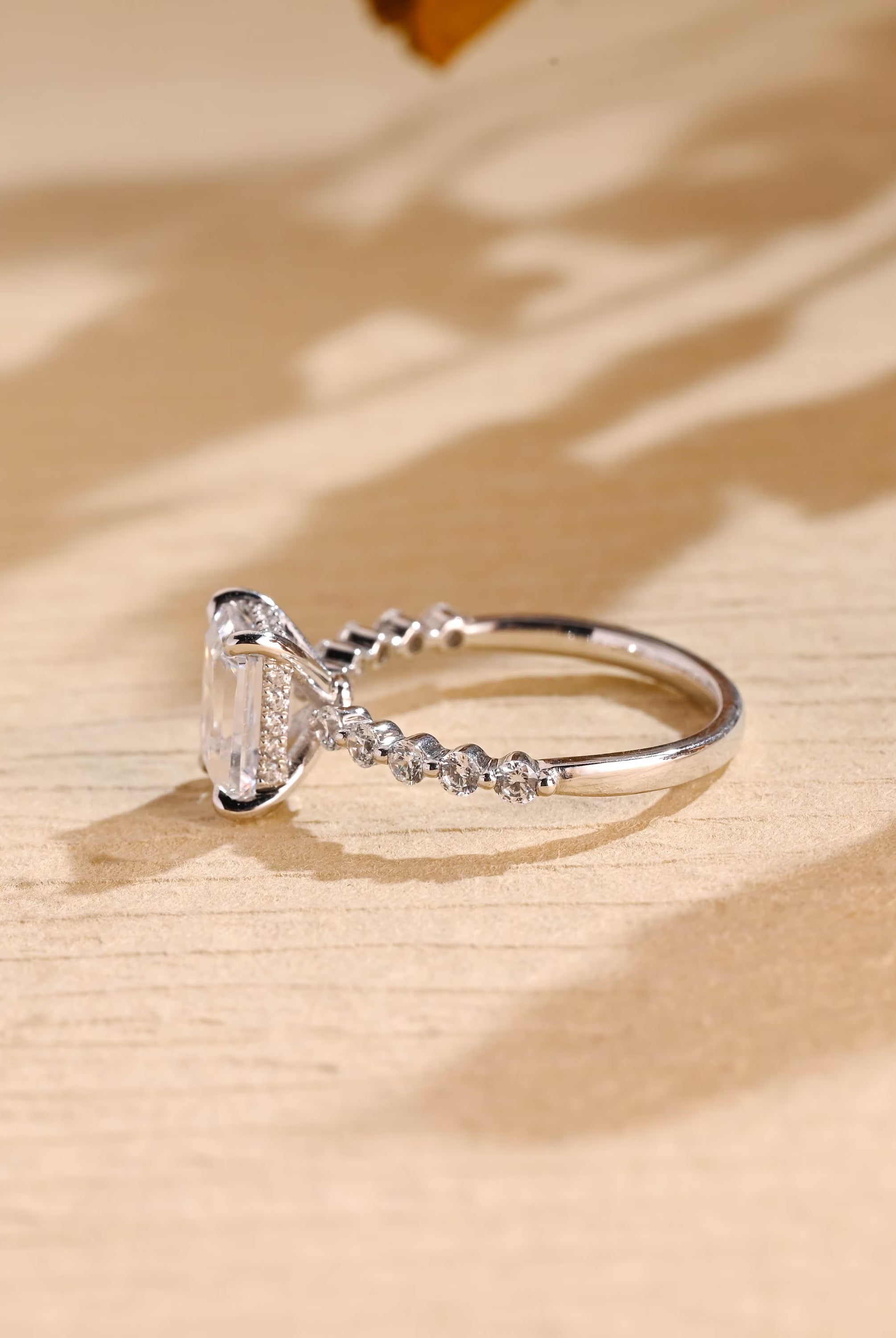 Emerald Cut Moissanite Ring