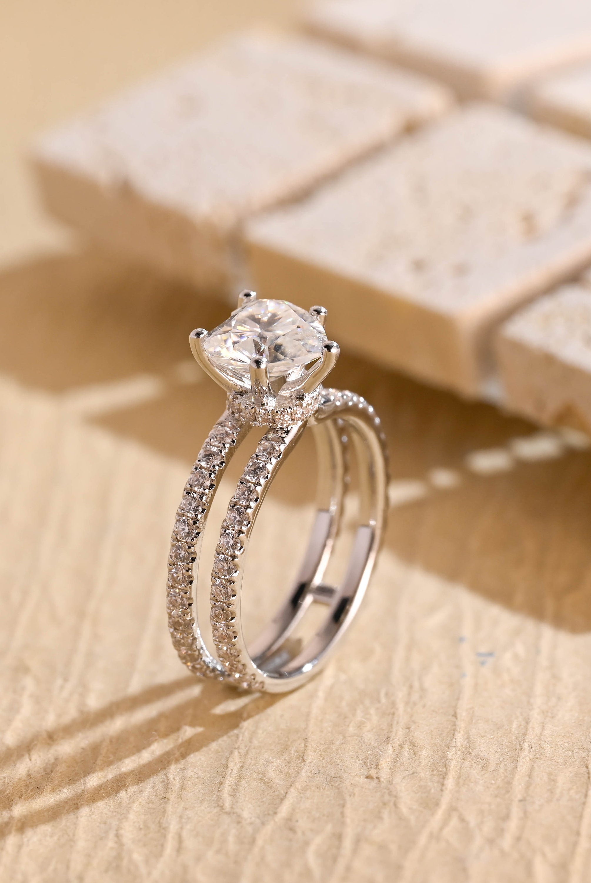 Pave Setting Moissanite Ring