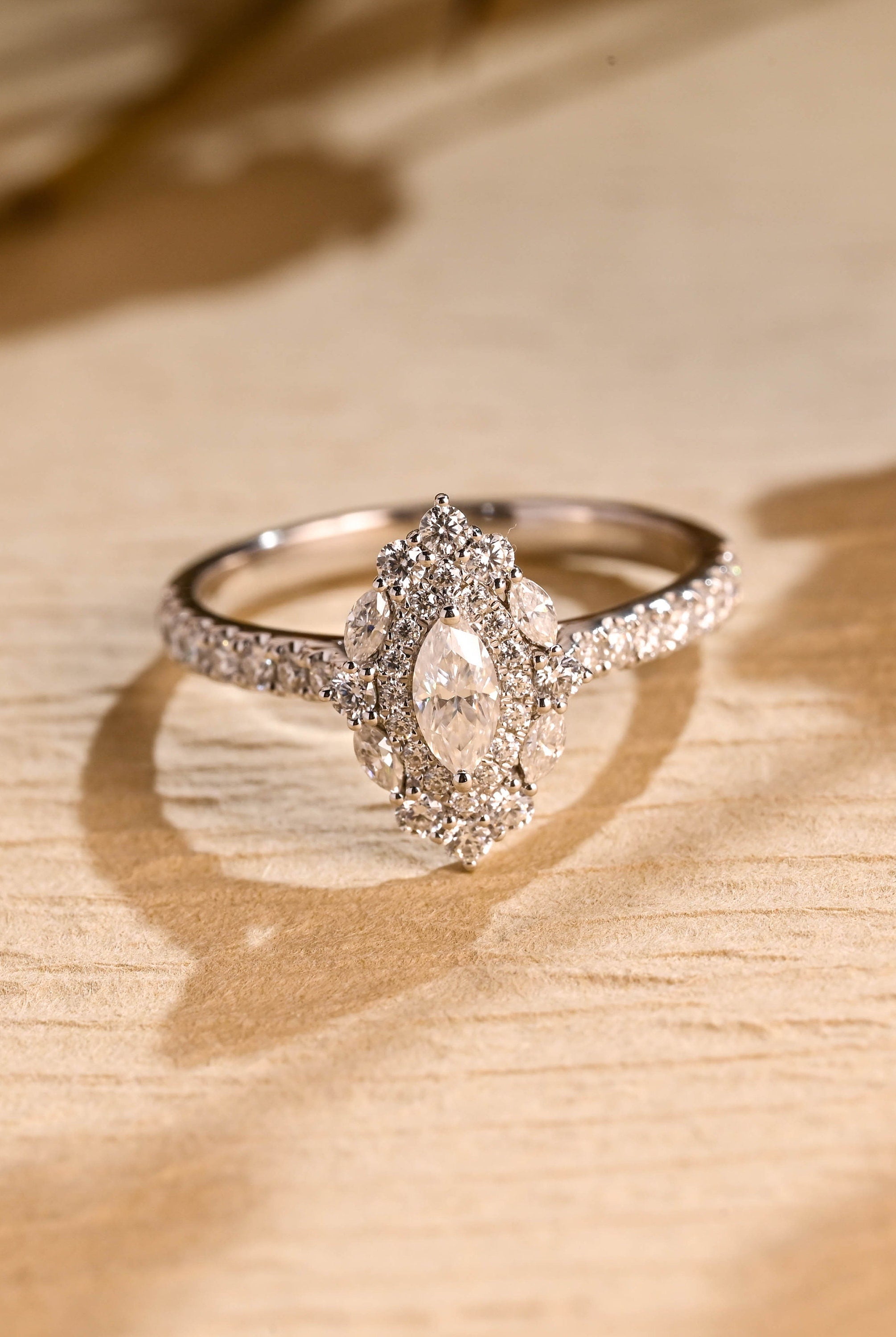 Marquise Cluster Engagement Ring