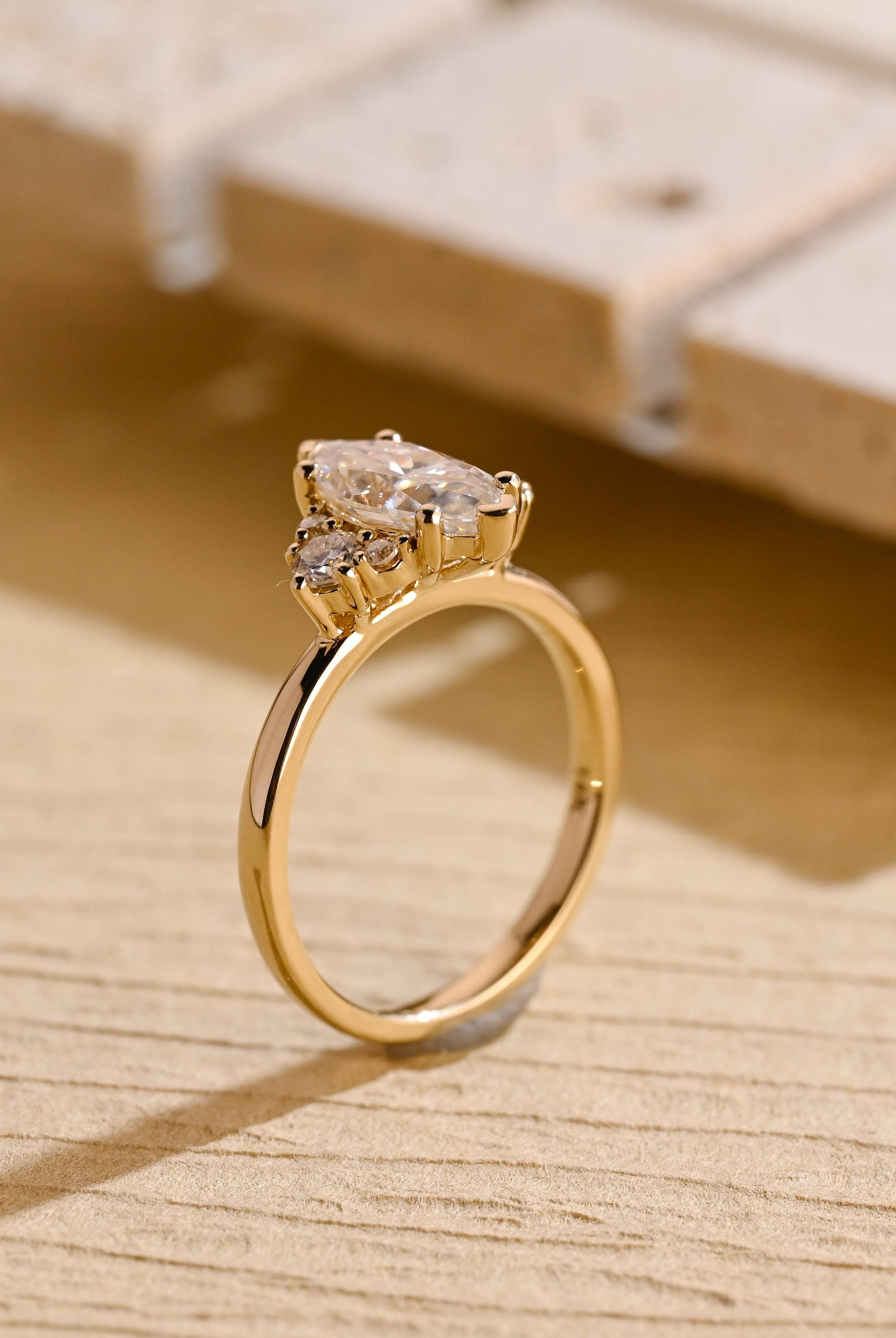 Marquise Cut Moissanite Engagement Ring