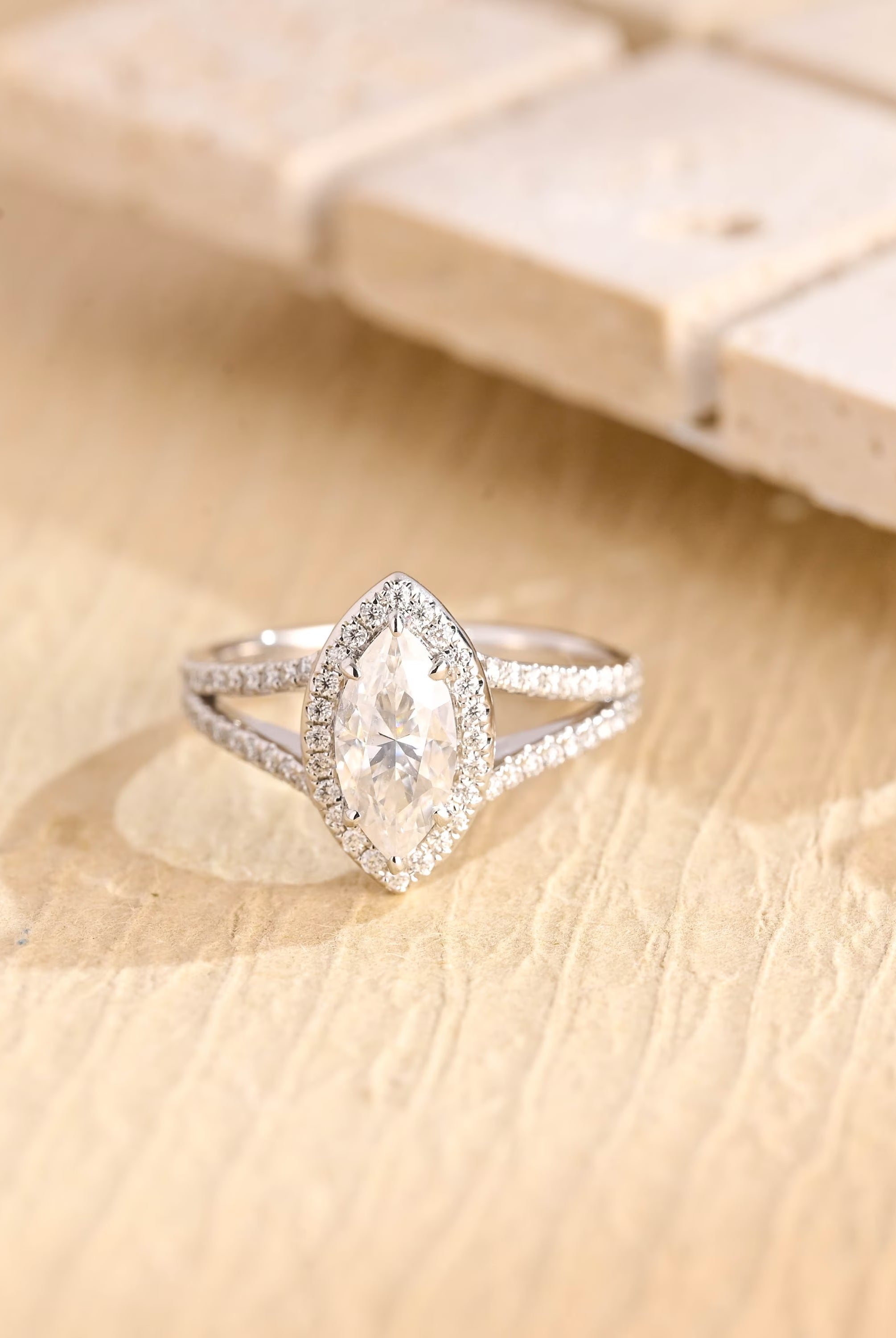 1 Carat Marquise Moissanite Ring
